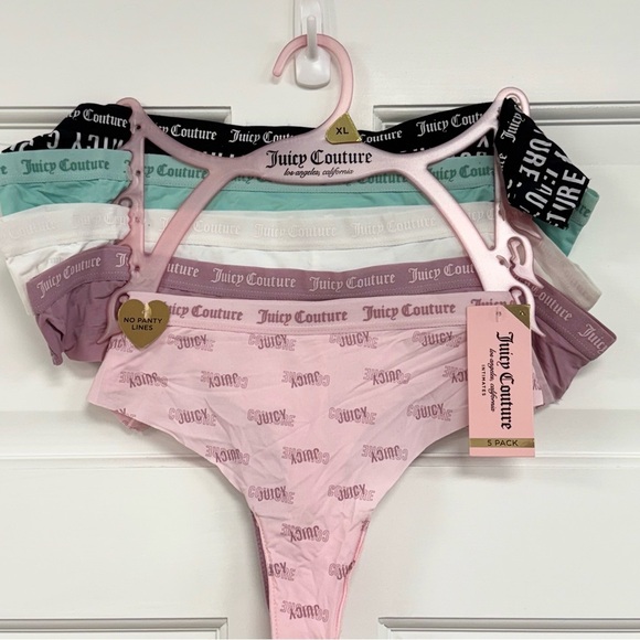 Juicy Couture Cheeky Thong Underwear XL Seamless No Panty Line Logo Waist 5pk - Picture 1 of 7